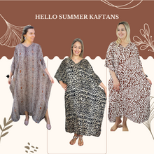 Load image into Gallery viewer, Sundrenched Leopard Red Long Kaftan Dress.  One Size Fits All.
