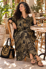 Load image into Gallery viewer, Sundrenched Betelnut Black &amp; Stone Long Kaftan Dress - One Size Fits All.
