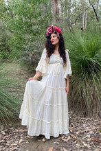 Load image into Gallery viewer, Ruby Street Australia Calico Lace Up Romantic &amp; Mystical Long Dress
