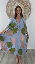 Load and play video in Gallery viewer, Sundrenched Bermuda Okinawa Blue Long Kaftan Dress.  One Size Fits All.
