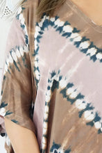 Load image into Gallery viewer, Sundrenched Culture Tie Dye taupe tones long kaftan.  One Size Fits All.
