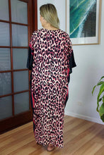 Load image into Gallery viewer, Sundrenched Leopard Red long kaftan.  One Size Fits All.
