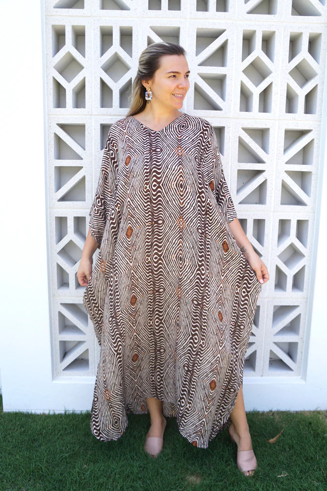 Plus size Papua print long kaftan