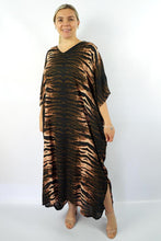 Load image into Gallery viewer, Sundrenched Wildcat Brown Long Kaftan.  One Size Fits All.
