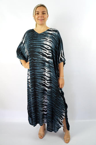 plus size wildcat grey print fabric long kaftan