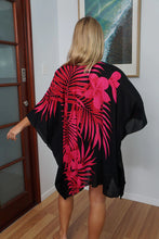 Load image into Gallery viewer, Vibrant Palm Frond pink kaftan top.  One size fits all.
