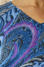 Load image into Gallery viewer, Retro Batik print mixed colours of Royal blue &amp; purple.  One size fits all.
