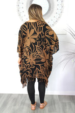 Load image into Gallery viewer, Vibrant Rarotonga black &amp; tan kaftan top.  One size fits all.
