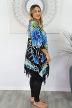 Load image into Gallery viewer, Colourful &amp; Vibrant Waikiki Royal blue kaftan top.  One size fits all.
