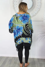 Load image into Gallery viewer, Colourful &amp; Vibrant Waikiki Royal blue kaftan top.  One size fits all.
