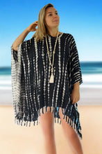 Load image into Gallery viewer, Lovely tie dye black/cream crackle kaftan top.  One size fits all.
