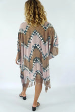 Load image into Gallery viewer, V Neck Tie Dye Culture Taupe print kaftan top.  One size fits all.
