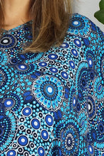 Load image into Gallery viewer, Kaftan Top Dot Art Blue.  One size fits all.
