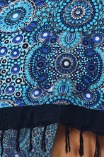 Load image into Gallery viewer, Kaftan Top Dot Art Blue.  One size fits all.
